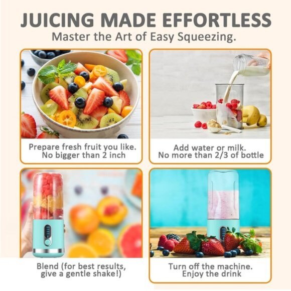 Portable Blender Personal Blender for Shakes and Smoothies Blue USB Charging - Picture 2 of 10